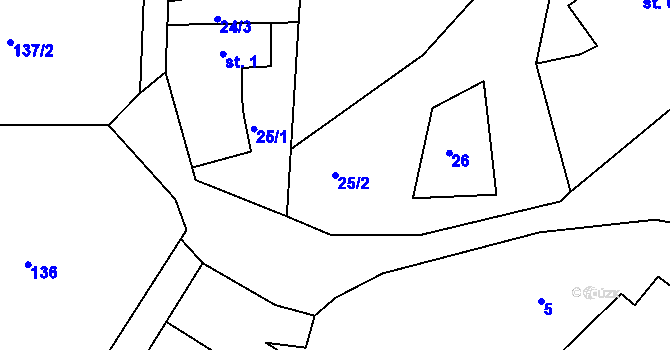 Parcela st. 25/2 v KÚ Týřovice u Pačejova, Katastrální mapa
