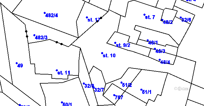 Parcela st. 10 v KÚ Velešice u Pačejova, Katastrální mapa