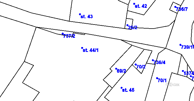 Parcela st. 44/2 v KÚ Velešice u Pačejova, Katastrální mapa