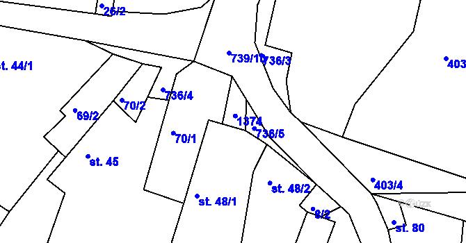 Parcela st. 46/2 v KÚ Velešice u Pačejova, Katastrální mapa