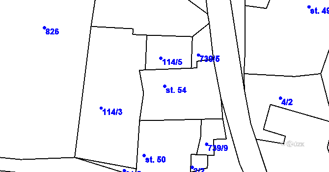 Parcela st. 54 v KÚ Velešice u Pačejova, Katastrální mapa