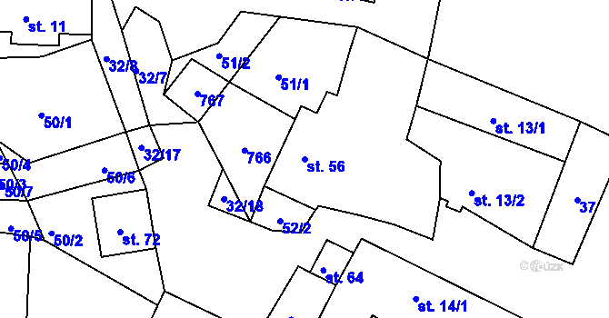 Parcela st. 56 v KÚ Velešice u Pačejova, Katastrální mapa