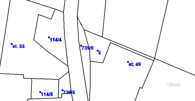 Parcela st. 5 v KÚ Velešice u Pačejova, Katastrální mapa