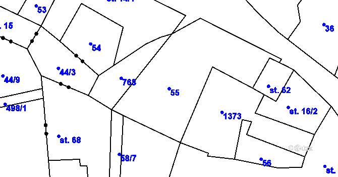 Parcela st. 55 v KÚ Velešice u Pačejova, Katastrální mapa