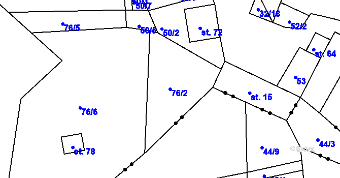 Parcela st. 76/2 v KÚ Velešice u Pačejova, Katastrální mapa