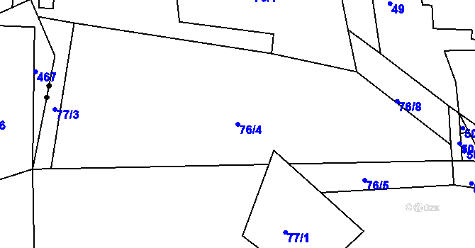 Parcela st. 76/4 v KÚ Velešice u Pačejova, Katastrální mapa
