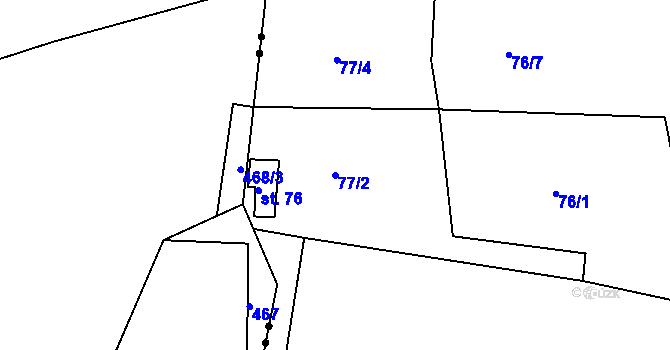 Parcela st. 77/2 v KÚ Velešice u Pačejova, Katastrální mapa