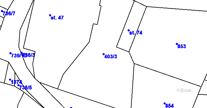Parcela st. 403/3 v KÚ Velešice u Pačejova, Katastrální mapa
