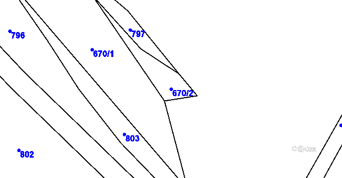 Parcela st. 670/2 v KÚ Velešice u Pačejova, Katastrální mapa