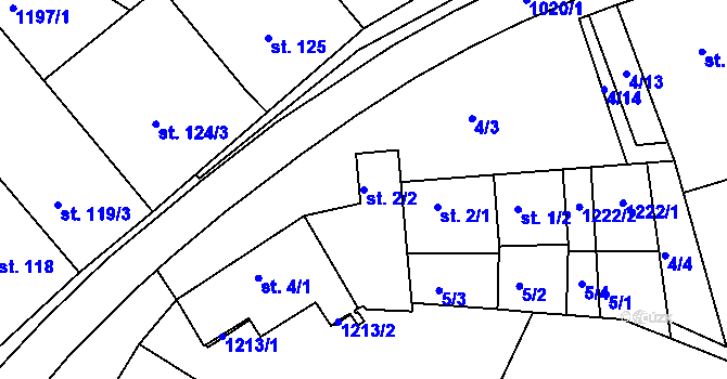 Parcela st. 2/2 v KÚ Lhota u Pačlavic, Katastrální mapa