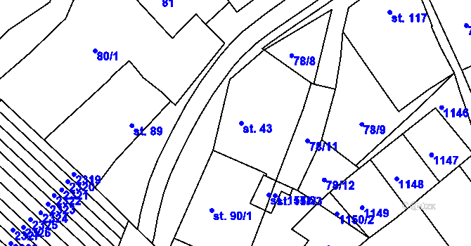 Parcela st. 43 v KÚ Lhota u Pačlavic, Katastrální mapa