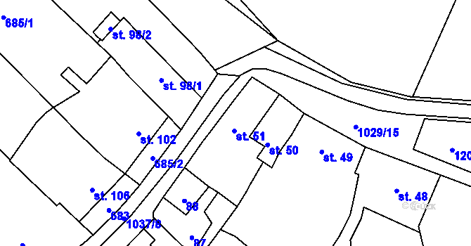 Parcela st. 51 v KÚ Lhota u Pačlavic, Katastrální mapa