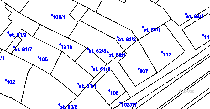 Parcela st. 62/1 v KÚ Lhota u Pačlavic, Katastrální mapa
