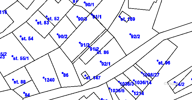 Parcela st. 86 v KÚ Lhota u Pačlavic, Katastrální mapa