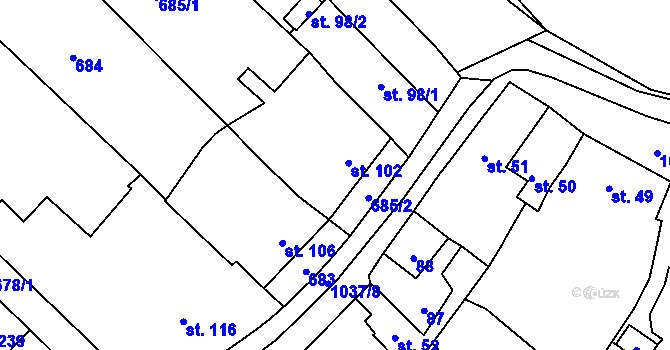 Parcela st. 102 v KÚ Lhota u Pačlavic, Katastrální mapa