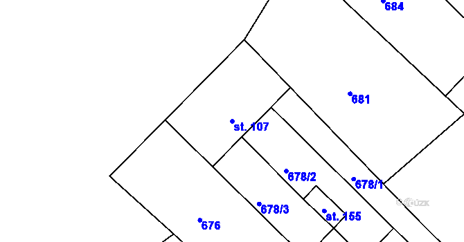 Parcela st. 107 v KÚ Lhota u Pačlavic, Katastrální mapa