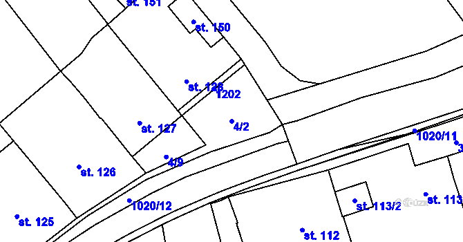 Parcela st. 4/2 v KÚ Lhota u Pačlavic, Katastrální mapa