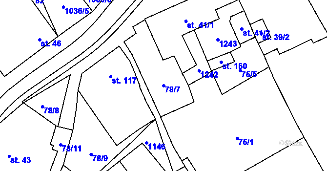 Parcela st. 78/7 v KÚ Lhota u Pačlavic, Katastrální mapa