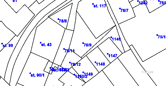 Parcela st. 78/9 v KÚ Lhota u Pačlavic, Katastrální mapa