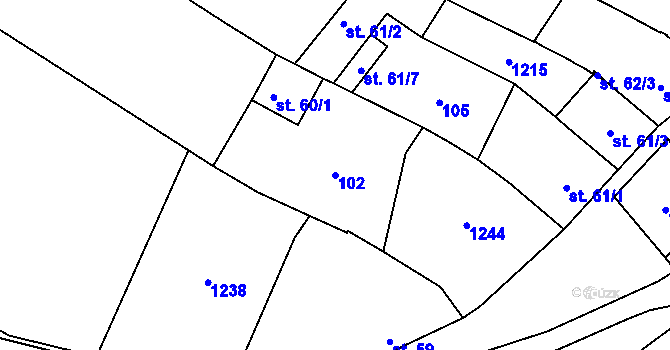 Parcela st. 102 v KÚ Lhota u Pačlavic, Katastrální mapa