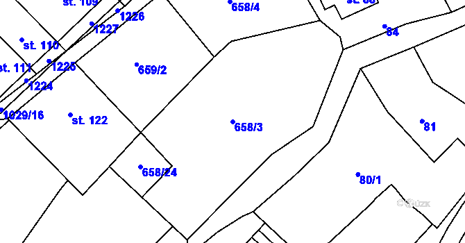 Parcela st. 658/3 v KÚ Lhota u Pačlavic, Katastrální mapa