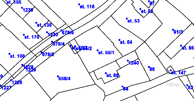 Parcela st. 55/1 v KÚ Lhota u Pačlavic, Katastrální mapa