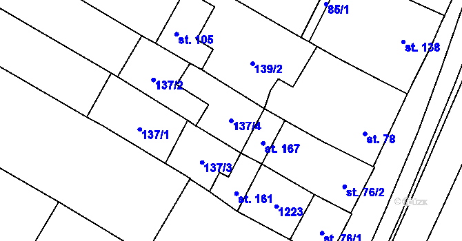 Parcela st. 137/4 v KÚ Lhota u Pačlavic, Katastrální mapa