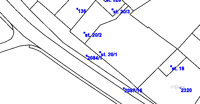 Parcela st. 20/1 v KÚ Pačlavice, Katastrální mapa