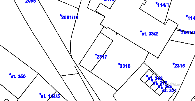 Parcela st. 29/2 v KÚ Pačlavice, Katastrální mapa