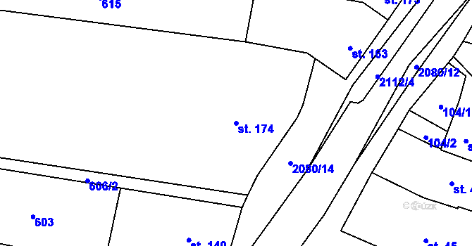 Parcela st. 174 v KÚ Pačlavice, Katastrální mapa