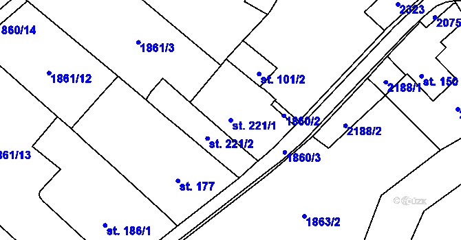 Parcela st. 221/1 v KÚ Pačlavice, Katastrální mapa