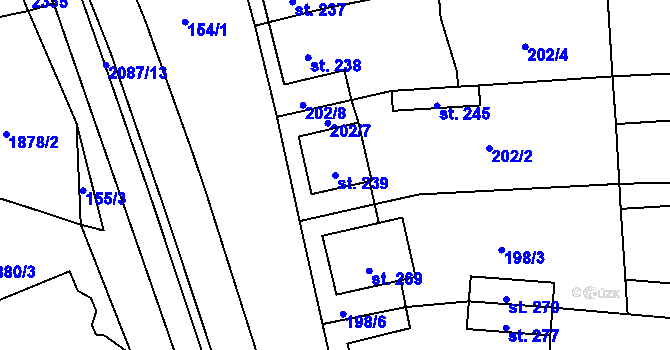Parcela st. 239 v KÚ Pačlavice, Katastrální mapa