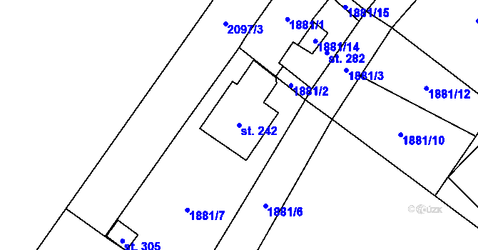 Parcela st. 242 v KÚ Pačlavice, Katastrální mapa