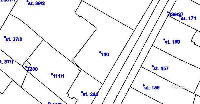 Parcela st. 110 v KÚ Pačlavice, Katastrální mapa