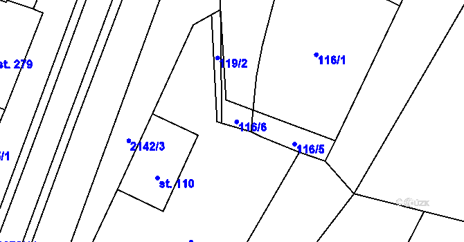 Parcela st. 119 v KÚ Pačlavice, Katastrální mapa