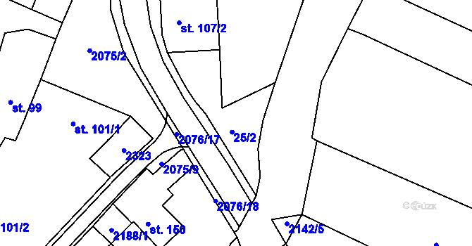 Parcela st. 2075/1 v KÚ Pačlavice, Katastrální mapa