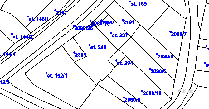Parcela st. 2080/11 v KÚ Pačlavice, Katastrální mapa