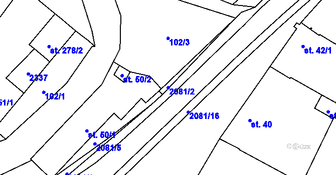Parcela st. 2081/2 v KÚ Pačlavice, Katastrální mapa