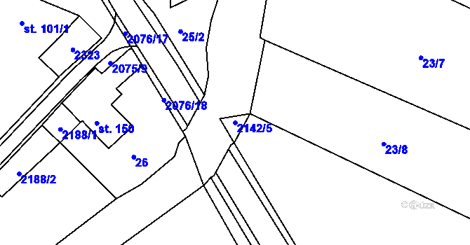 Parcela st. 2142/5 v KÚ Pačlavice, Katastrální mapa