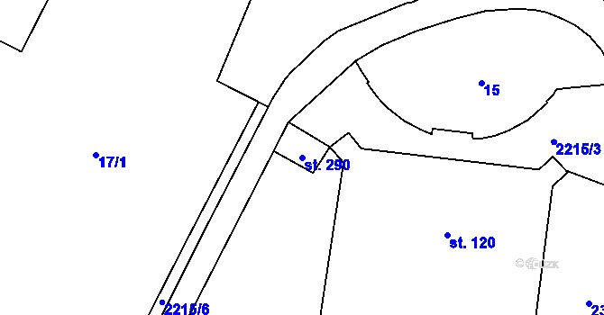 Parcela st. 290 v KÚ Pačlavice, Katastrální mapa