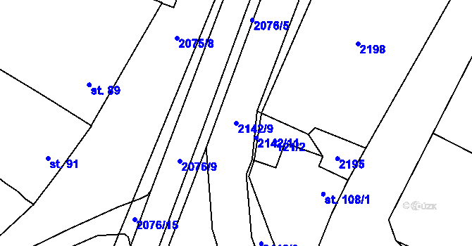 Parcela st. 2142/9 v KÚ Pačlavice, Katastrální mapa