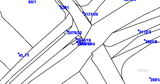 Parcela st. 2076/14 v KÚ Pačlavice, Katastrální mapa