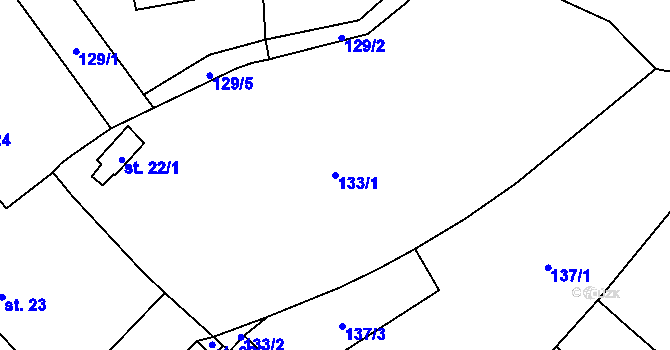 Parcela st. 133/1 v KÚ Pačlavice, Katastrální mapa