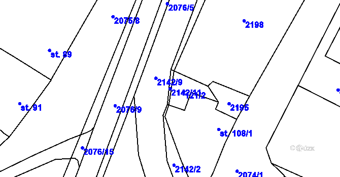 Parcela st. 2142/11 v KÚ Pačlavice, Katastrální mapa