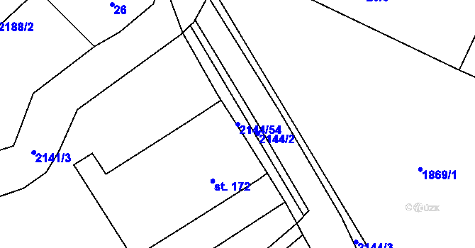Parcela st. 2144/54 v KÚ Pačlavice, Katastrální mapa