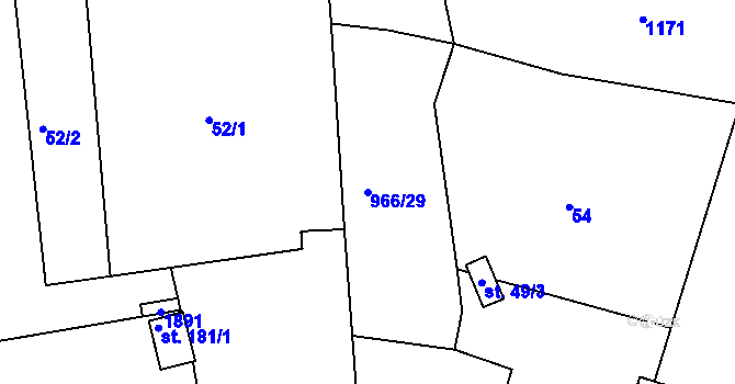 Parcela st. 966/29 v KÚ Pornice, Katastrální mapa