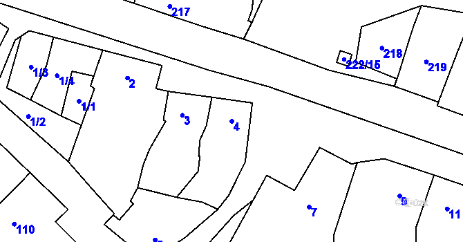 Parcela st. 4 v KÚ Padochov, Katastrální mapa