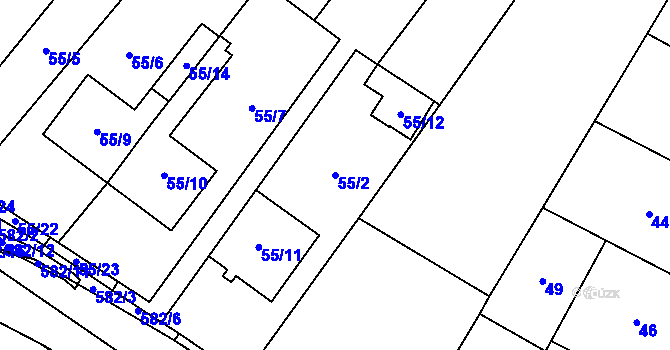 Parcela st. 55/2 v KÚ Padochov, Katastrální mapa