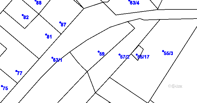 Parcela st. 59 v KÚ Padochov, Katastrální mapa