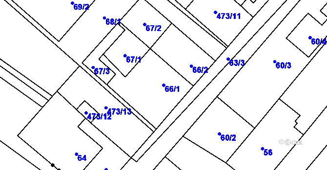 Parcela st. 66/1 v KÚ Padochov, Katastrální mapa